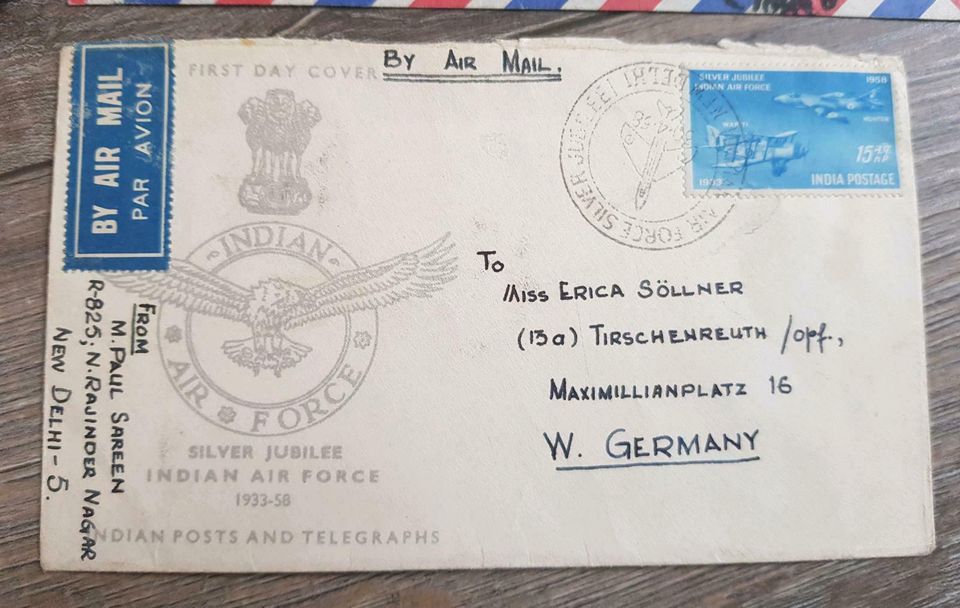 Briefmarken Briefe Indien 1957-1960 Indian Air Force in Gattendorf