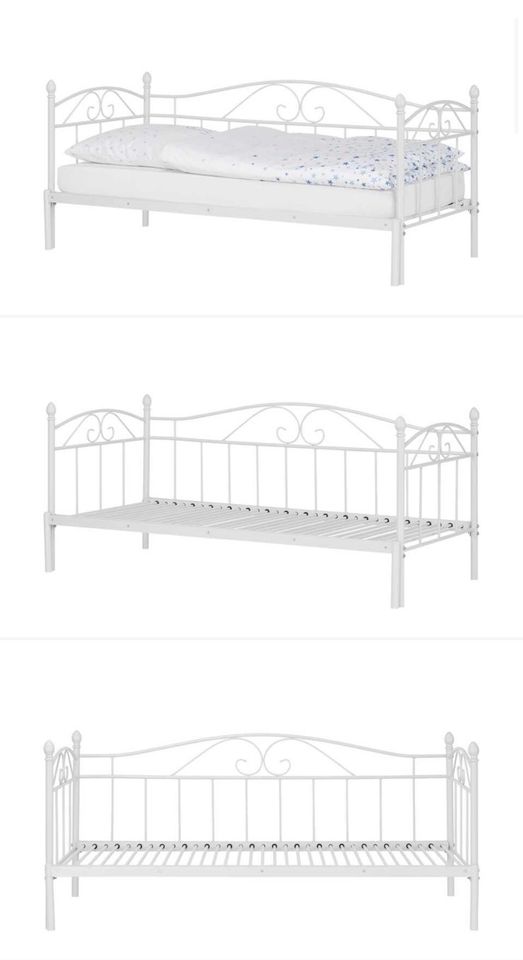 Metall Bett ausziehbar  weiß 90-180 in Bönen