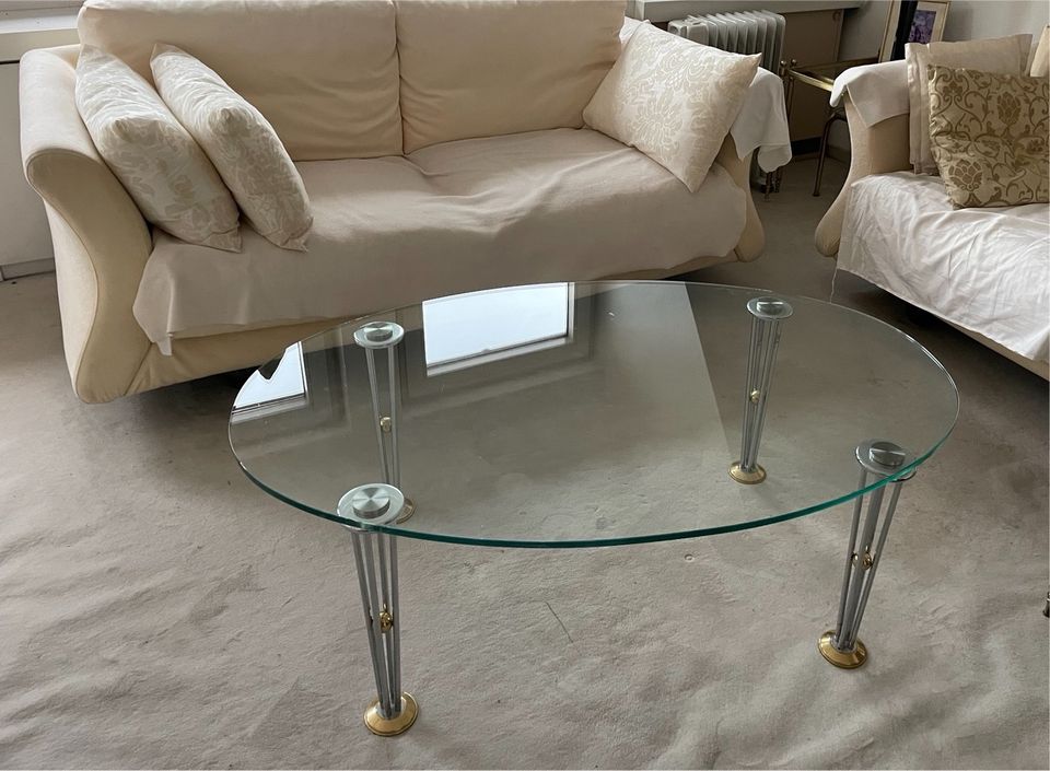 Glastisch Couchtisch Glas Sofatisch Silber mit Gold in Stuttgart