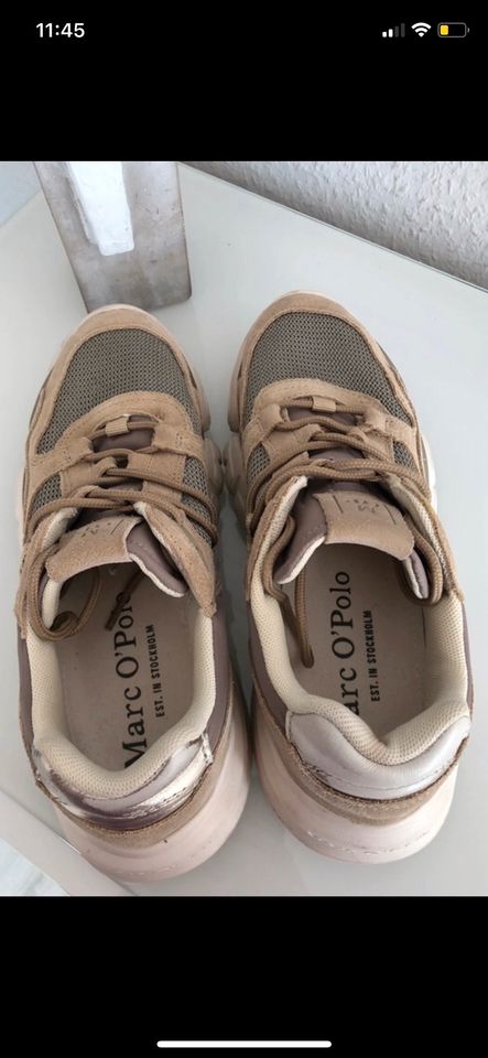 Marc O’Polo Sneaker Schuhe Leder beige weiß gr. 39 in Oldendorf (Holstein)