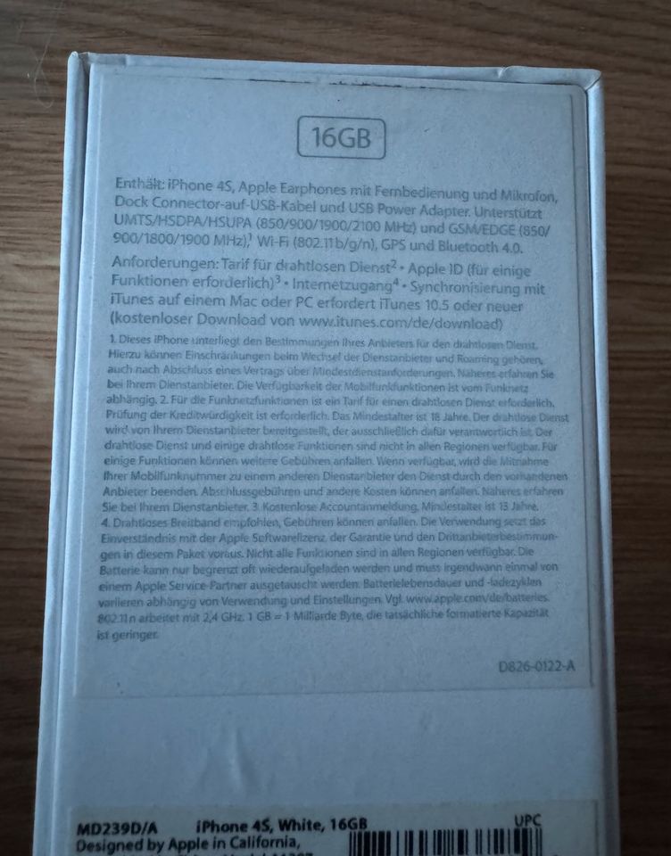 Apple iPhone 4S, white, 16GB super erhalten + vollständiges Zubeh in Rehfelde
