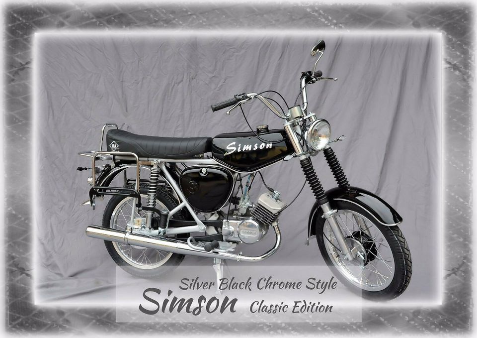 Simson S51 -NEUAUFBAU- Classic Edition-Silver Black Chrome Style in Wiehe