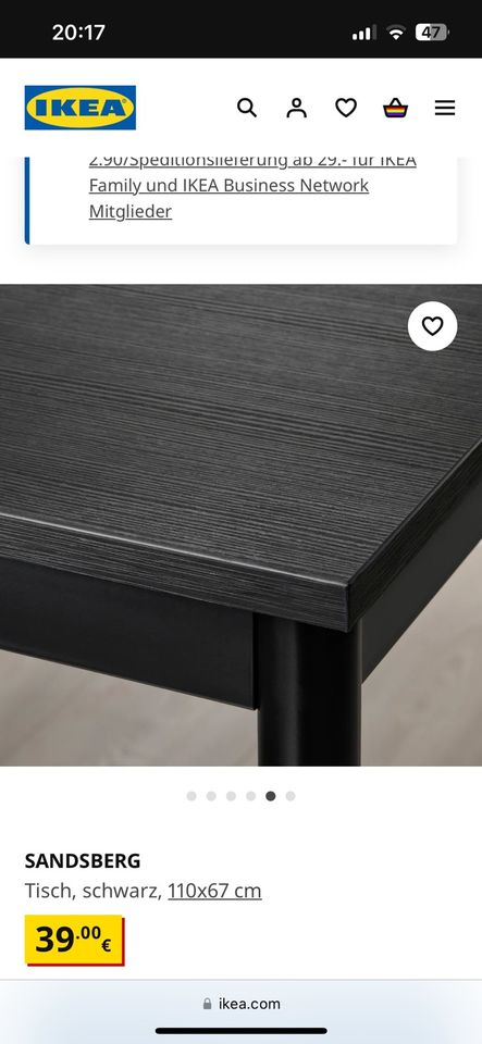IKEA SANDSBERG Tisch, schwarz mit 2 Stühlen in Saarbrücken