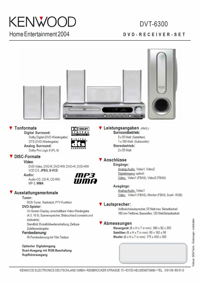 Kenwood Komplet Anlage 5.1 in Rüthen