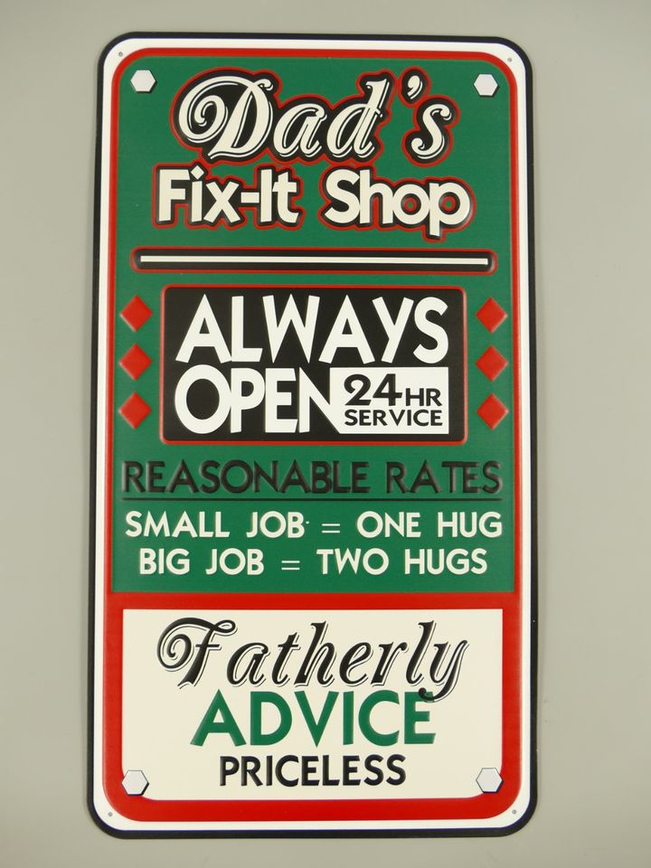 Dads Fix-It Shop - 50x27cm Werkstattblechschild gestanzt in Greetsiel