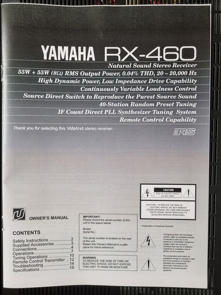 Yamaha RX-460 Stereo Receiver in schwarz in Wiesbaden