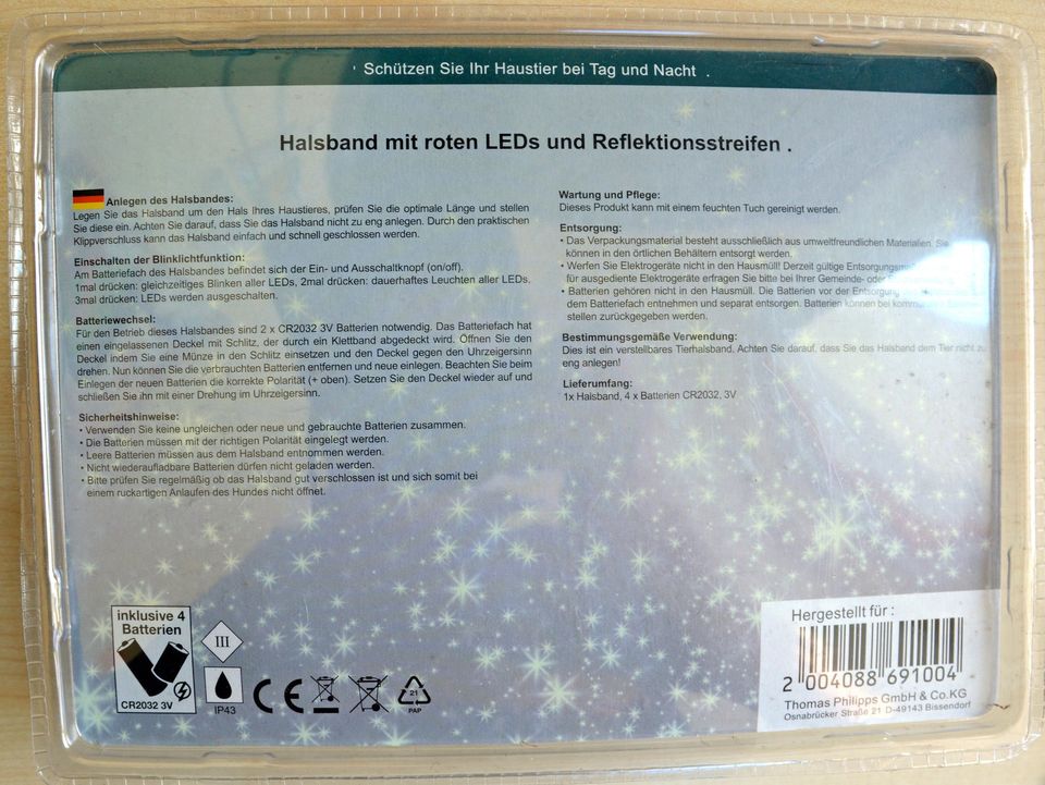 2 Stück LED Hundehalsband mit Reflektionsstreifen + Batterien in Chemnitz