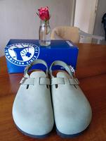 Birkenstock Clogs Leder  Tokio/Boston 40 schmal sage/grün/pastell Nordrhein-Westfalen - Willich Vorschau