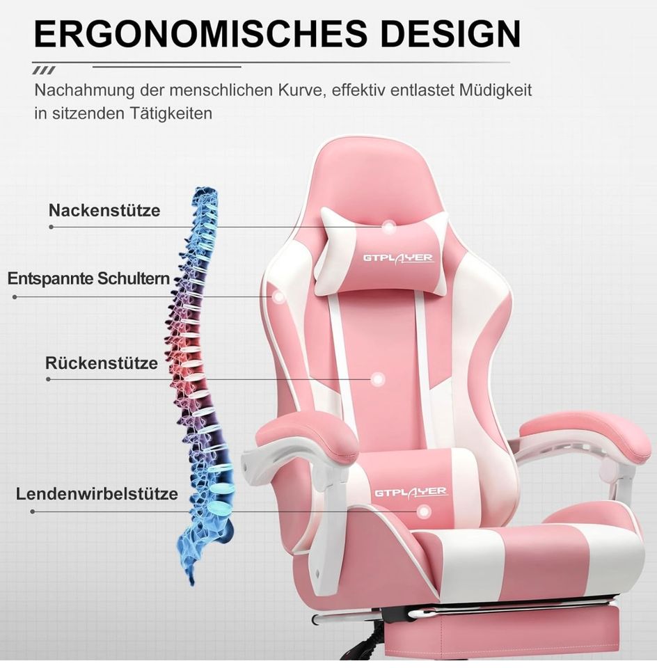 Gamingstuhl LED rosa Boomersun mit Massagefunktio in Köln