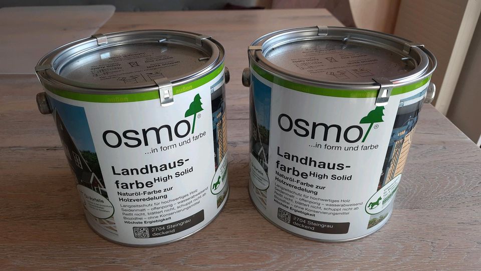 Naturölfarbe 2 x OSMO Landhausfarbe High Solid 2704 Steingrau in Baunatal