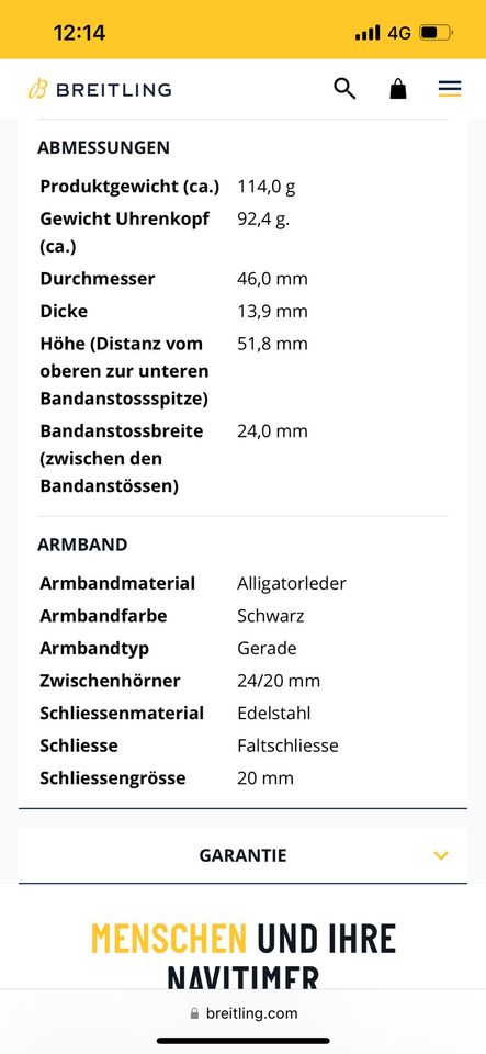 BREITLING NAVITIMER B01 CHRONOGRAPH 46 - AB0137211B1P1 in Groß-Rohrheim