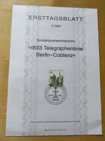 Ersttagsblatt - 2/1983 - "1833 Telegraphenlinie Berlin-Coblenz" Bayern - Wolfratshausen Vorschau