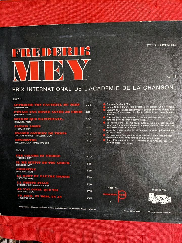 LP - Vinyl - Frederik (Reinhard) Mey - Prix international de l'ac in Weyhe