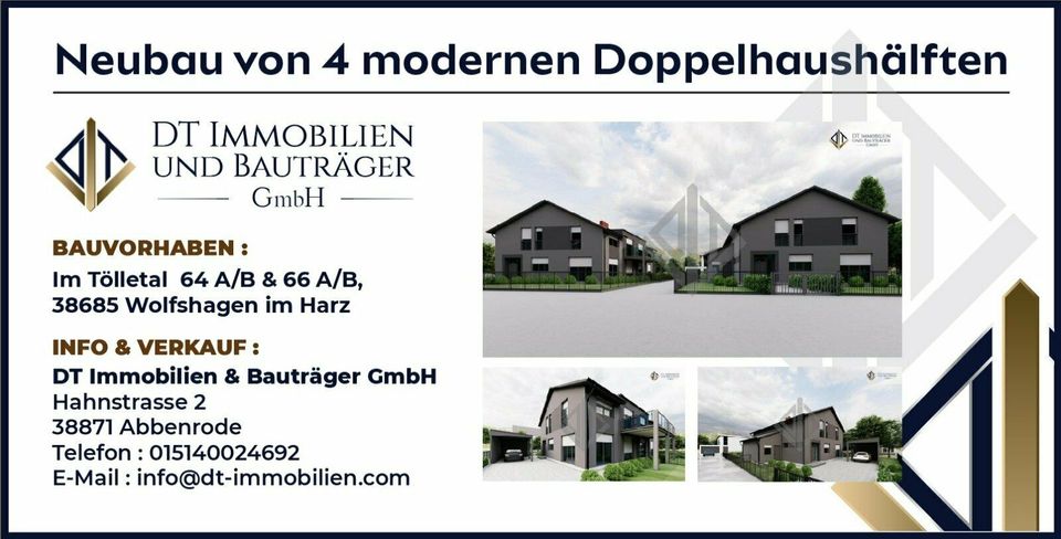 Neubau von 4 modernen Doppelhaushälften in Wolfshagen im Harz in Langelsheim