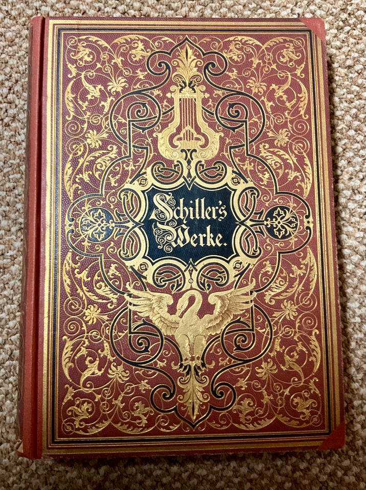 Schillers Werke ca. 1877 in 4 Bänden. Illustriert. Goldprägung in Berlin
