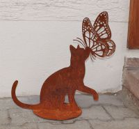 Katze Schmetterling Edelrost Dekoration Garten-deko Draußen Niedersachsen - Rehden Vorschau
