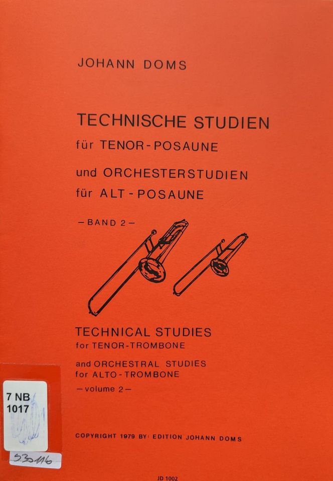 Johann Doms Technische Studien 2 Tenor-Posaune Orchesterstudien in München