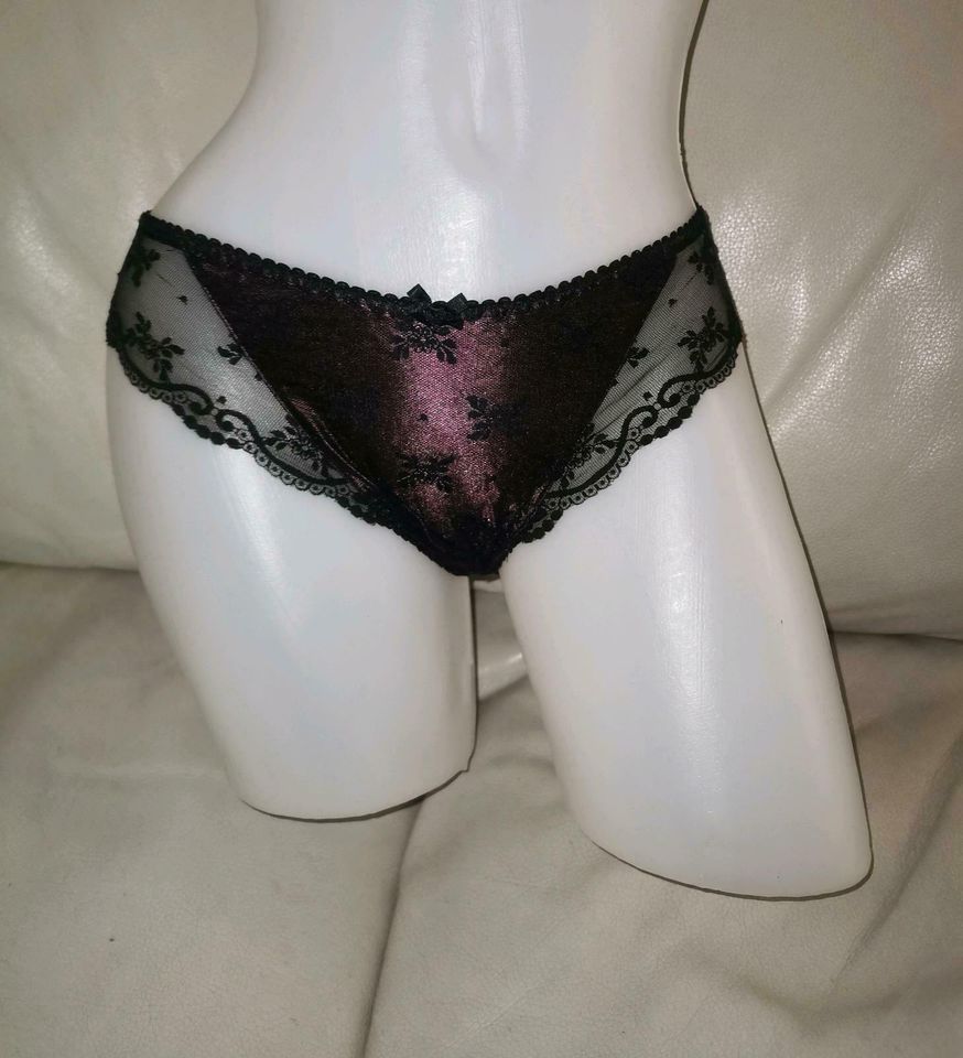 Slip neu schwarz bordeaux lila violett Spitze Dessous Lingerie in Schwieberdingen