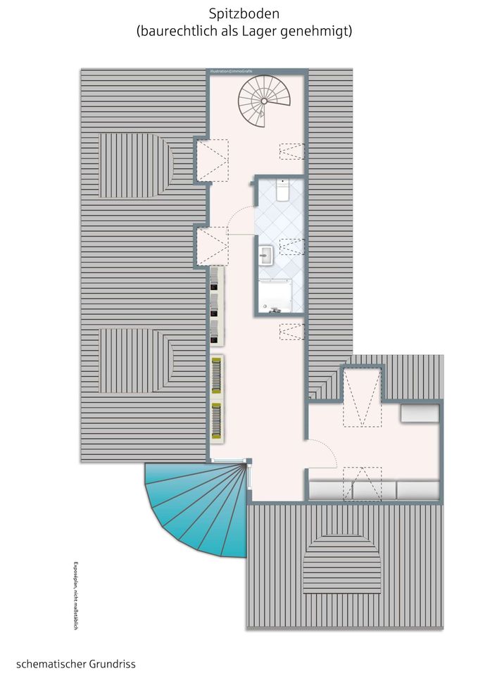 Zentrale Lage in Steele: ca. 143 m² Büro- und Praxisetage im 4.OG zzgl. ca. 30 m² Spitzboden in Essen