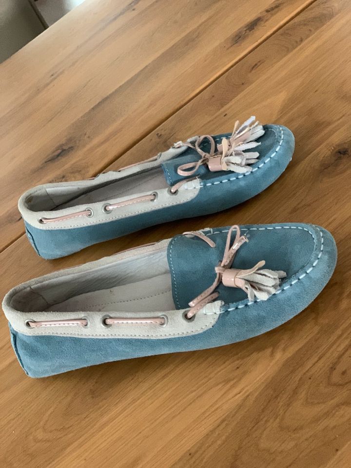 Espadrilles Leder Damen Slipper Gr. 38 blau in Reinhardshagen