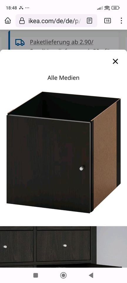 2x Ikea Kallax Türeinsatz Schwarzbraun in Ascheberg