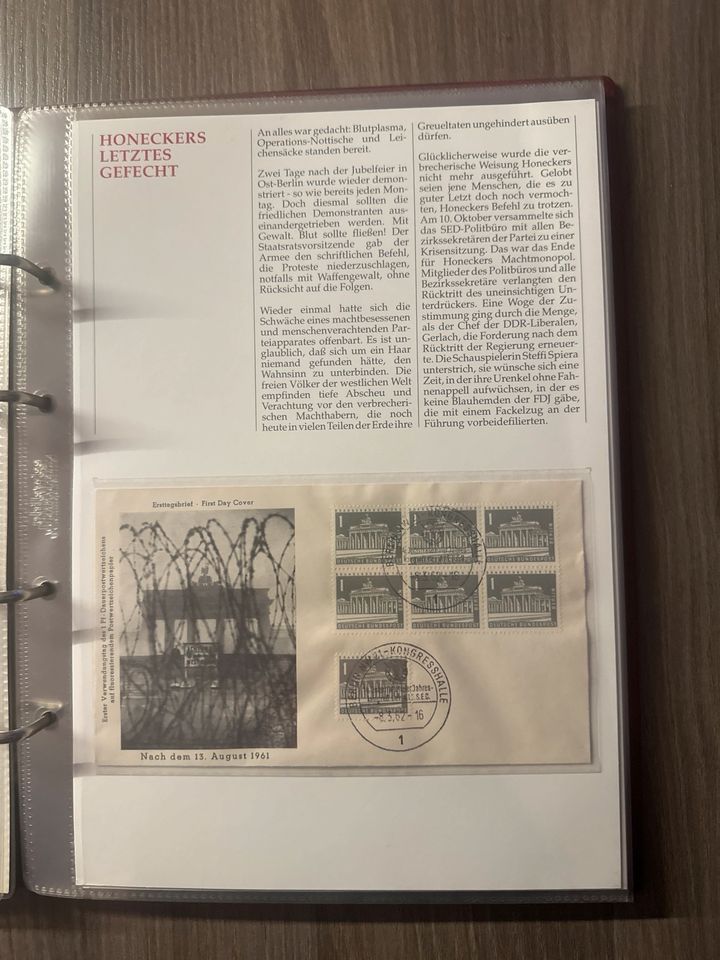 Briefmarken Album Wiedervereinigung Deutschland Mauerfall in Pfalzgrafenweiler