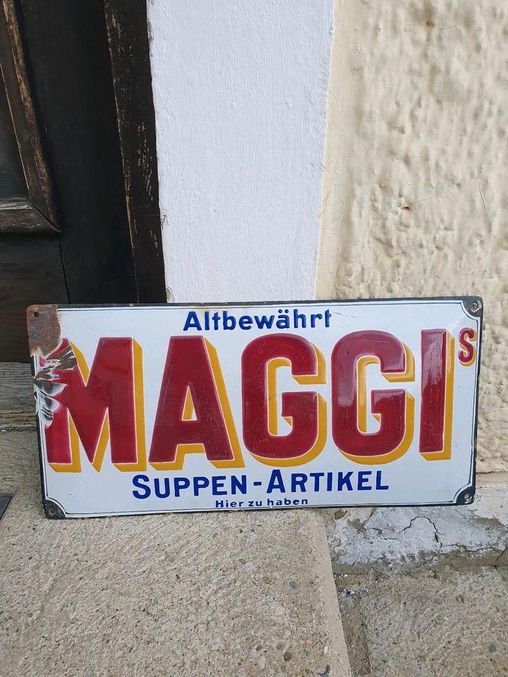 Maggi Suppen Emailschild 1920 Emailleschild in Kirchdorf a. Inn