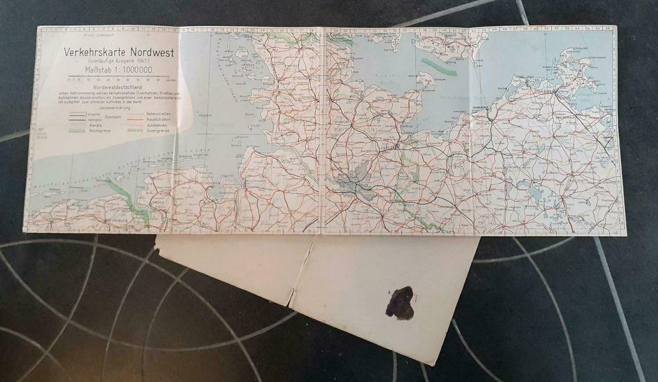 Alte Carto-Plan Verkehrskarte 1947 Nordwestdeutschland in Jelmstorf