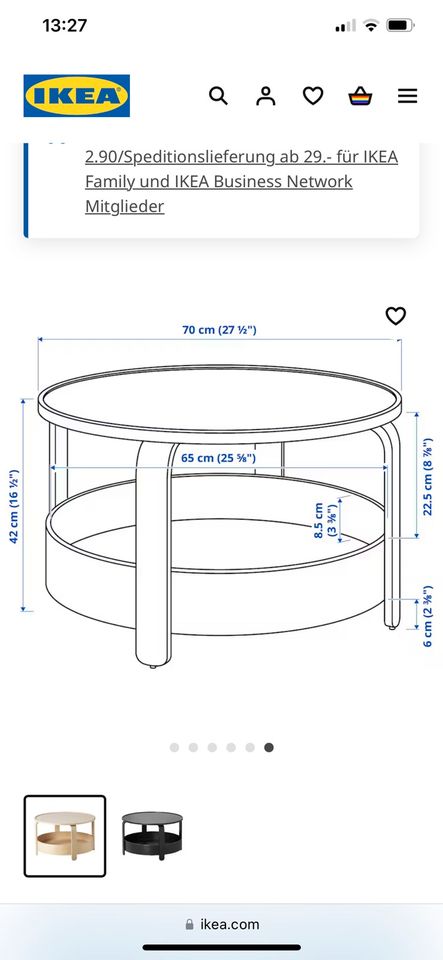 Couchtisch rund Ikea BORGEBY in Söhlde