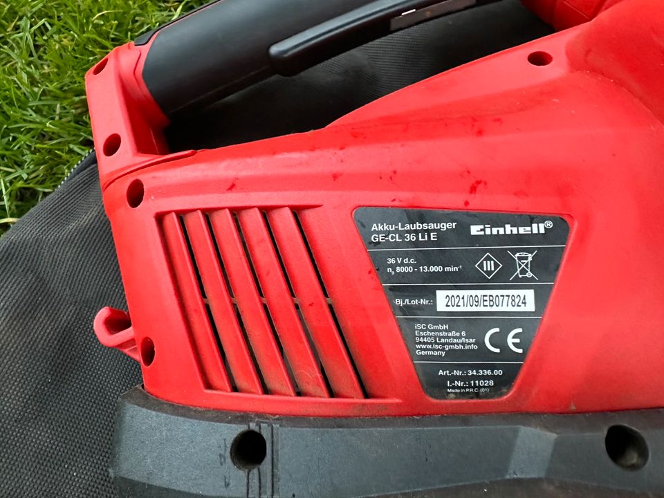 Akku Laubsauger PXC 210kmh Beutel Einhell GE-CL 36 Li E NP 119€ in Bienenbüttel