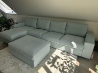 VIMLE 4er-Sofa mit Récamiere + Hocker, breite Armlehnen hellblau Nordrhein-Westfalen - Leverkusen Vorschau