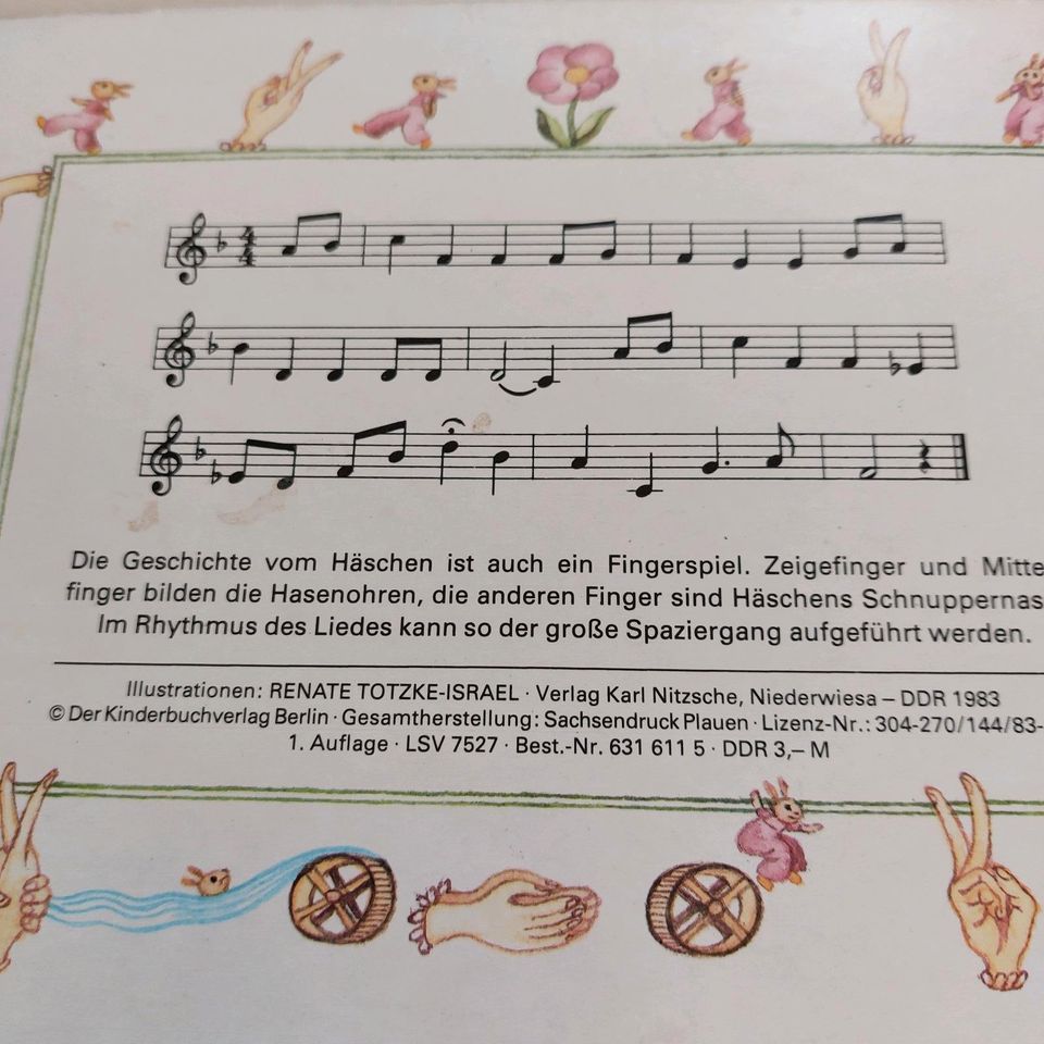 Klein Häslein wollt  spazieren gehn / DDR Pappbuch Kinderbuch in Erfurt