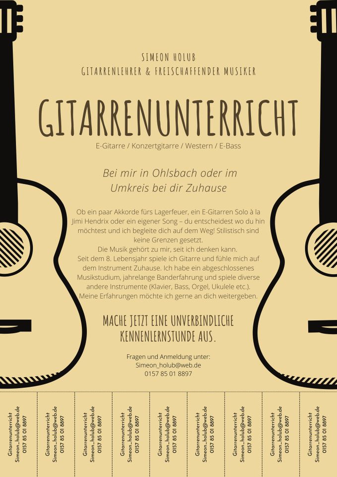 Gitarrenunterricht in Ohlsbach in Ohlsbach