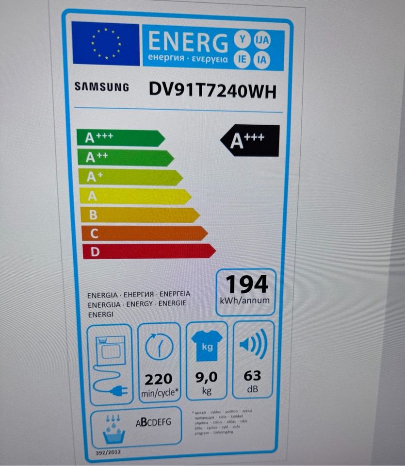 Samsung DV91T7240WH/S2 Wärmepumpentrockner 9kg A+++ WiFi Air Wash in  Niedersachsen - Hameln | Waschmaschine & Trockner gebraucht kaufen | eBay  Kleinanzeigen ist jetzt Kleinanzeigen