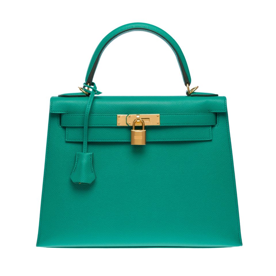 New Hermès Kelly 28 handbag strap in Vert Jade Epsom leather,GHW in München