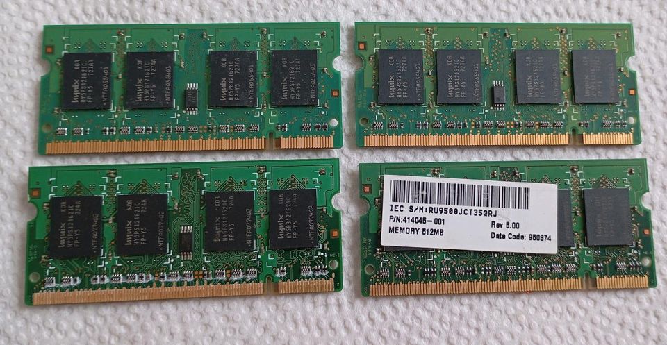 Laptop Arbeitsspeicher RAM 512MB 2Rx16 PC2-5300S Hynix in Bottrop