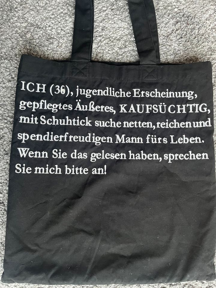 Tasche Shopper Beutel schwarz mit Aufdruck in Bonn