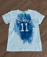 Benetton Jungen T-Shirt Baumwolle Gr 128 weiß blau number 11 Niedersachsen - Walsrode Vorschau