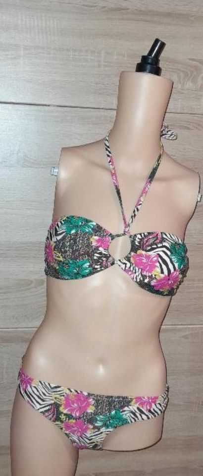 Bandeau Bikini Set BUFFALO Blumenmuster bunt Gr 34 C/D - NEU - in Dormagen