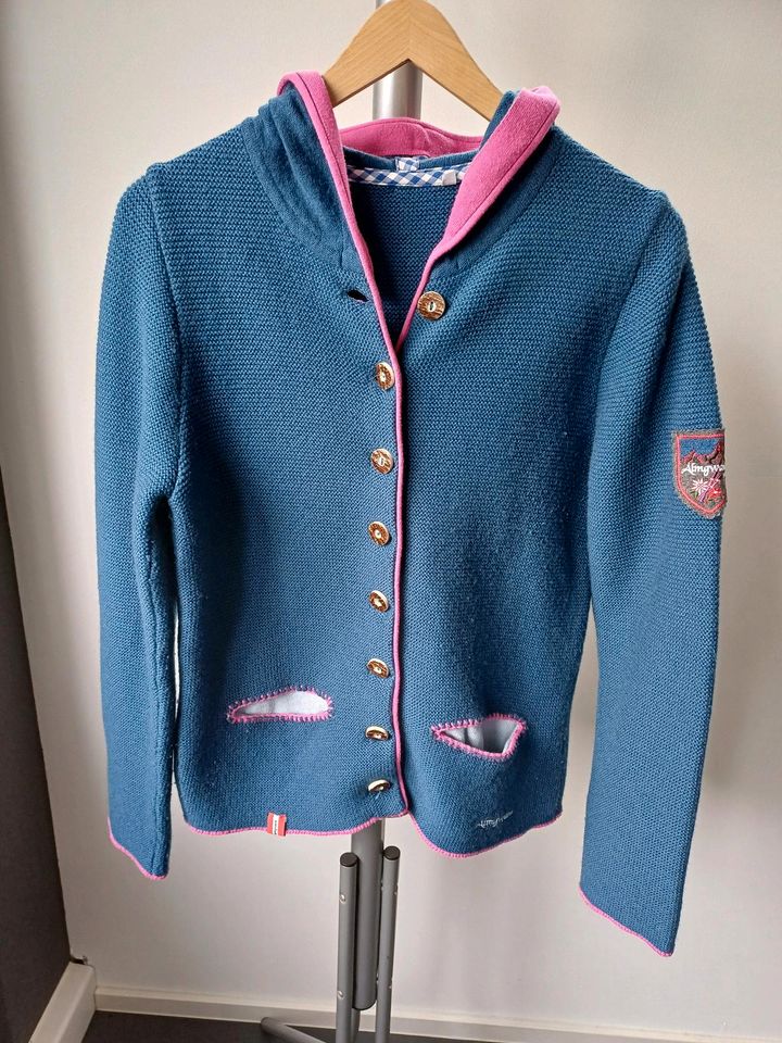 Almgwand Trachtenjacke 40 L blau rosa Strickjacke Jacke Damen top in Altenmünster