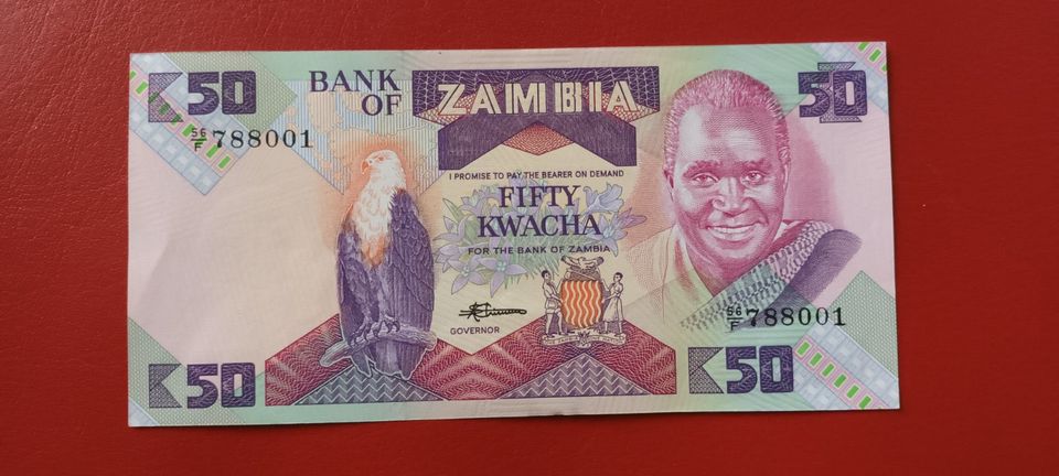 Geldschein, Banknote, Zambia / Sambia, 50 Kwacha,1986,Bankfrisch in Schweigen-Rechtenbach