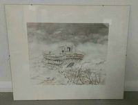 Original Aquarell Bild Malerei "Winter auf Hokkaido" Schiff Rheinland-Pfalz - Heidesheim Vorschau