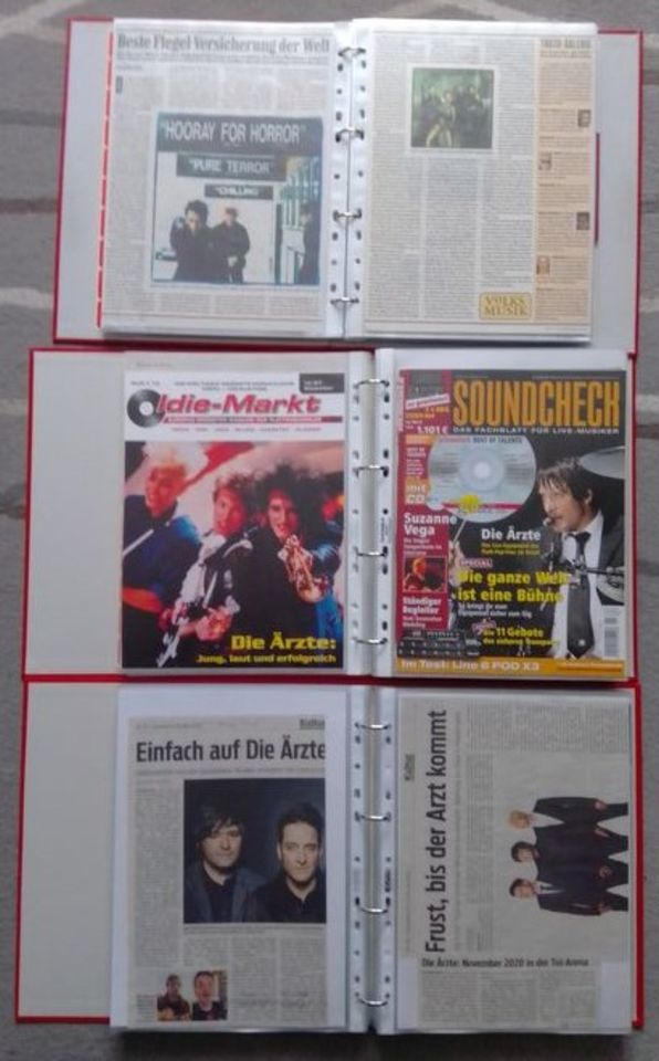 Die Ärzte (Bela/Farin/Rod) Pressematerial/Clippings, 3 Ringordner in Hannover