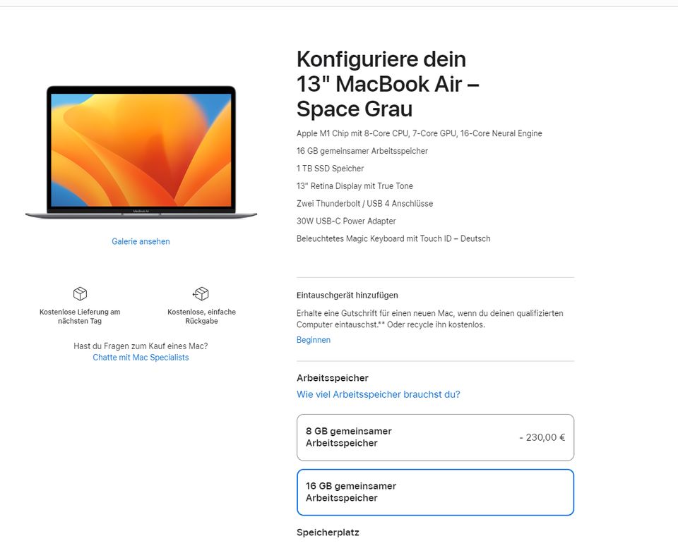 13" MacBook Air – Silber M1 2020 - Upgrade 1TB / 16 Ram in Karlsruhe
