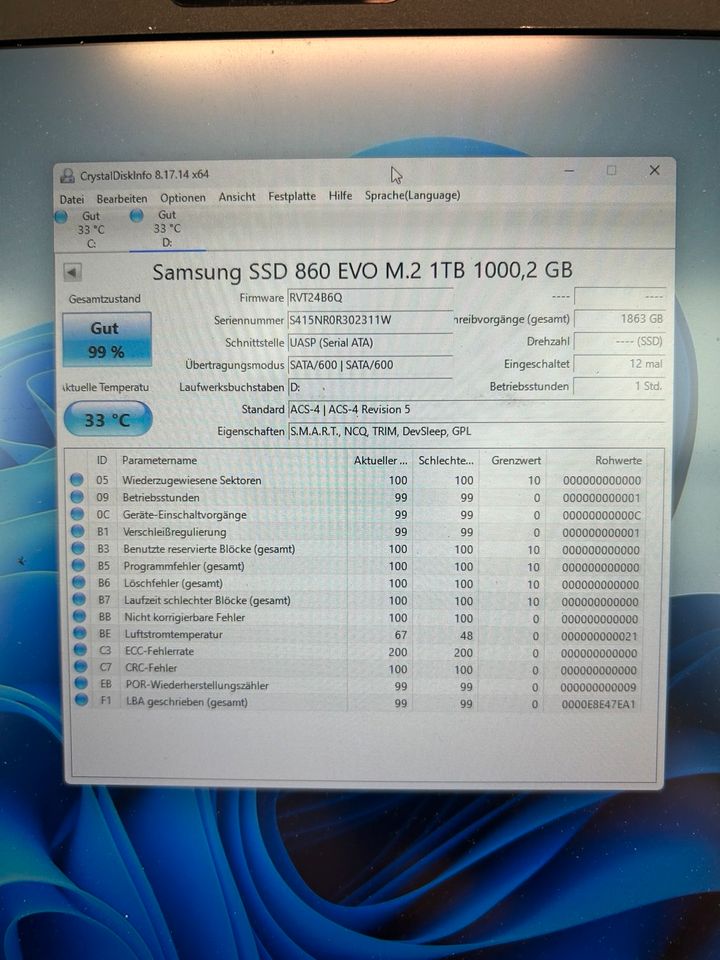 SAMSUNG 860 EVO SATA M.2 1TB MZ-N8E1T0 SSD in Sandhausen