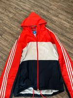 Adidas Jacke L | Orange-Blau-Weiß |mit Kapuze Sachsen - Coswig Vorschau