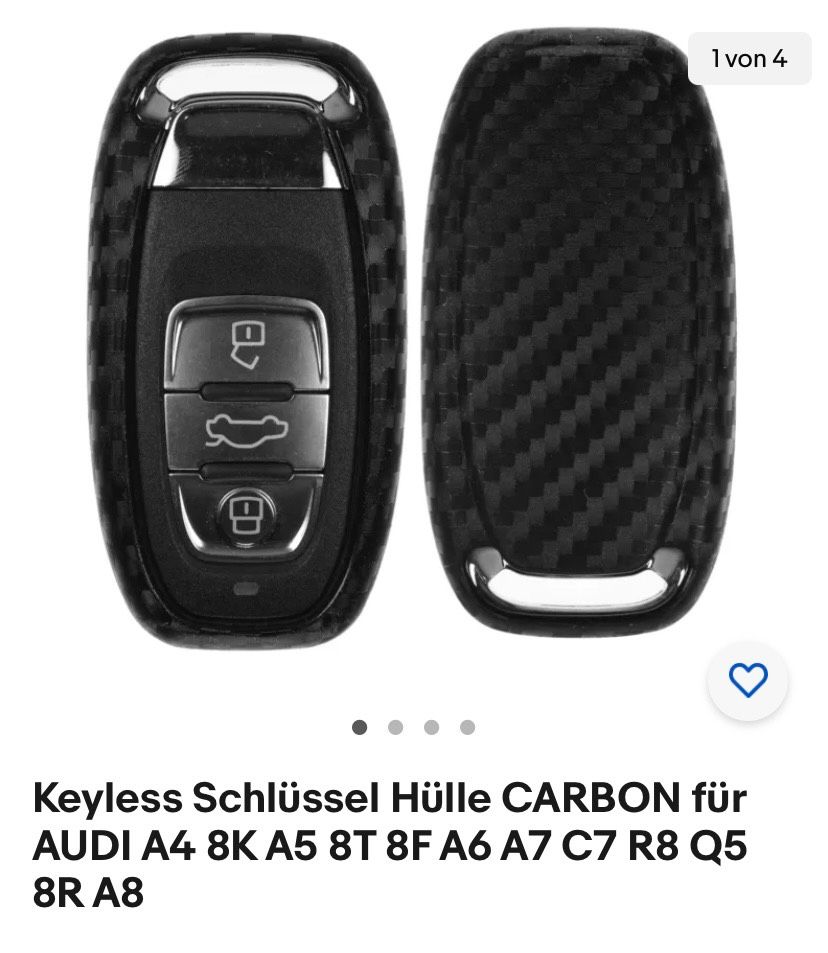 Keyless Schlüssel Hülle Carbon Optik für Audi in Baden-Württemberg