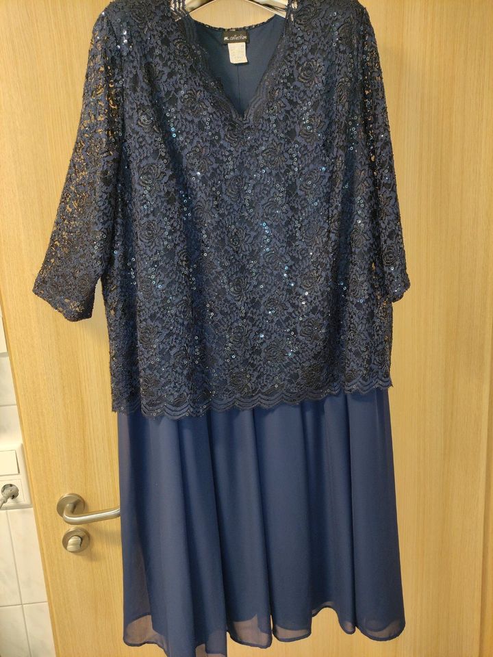 festliches dunkelblaues Kleid m. Pailetten Gr. 52/54 in Groß-Umstadt