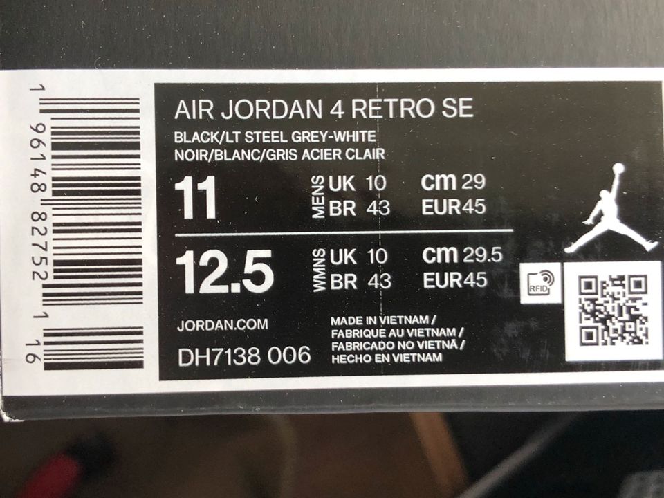 Nike Air Jordan 4 Retro SE „Black Canvas“ Größe 45 in Meerbusch