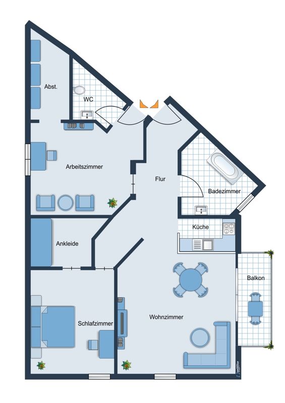 Sanierte 3-Zimmerwohnung mit Balkon und zwei Bädern in zentrumsnaher Lage in Prien